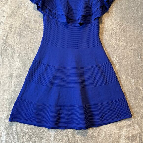 ELIZA J Off The Shoulder Fit & Flare Dress Size Small Blue New - Picture 2 of 7